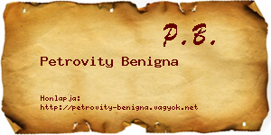 Petrovity Benigna névjegykártya